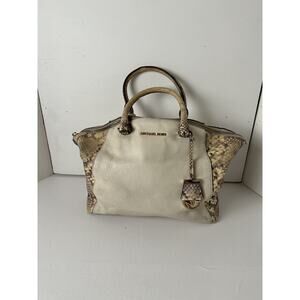 Pocketbook Michael Kors Tote Bag Tan Snakeskin Design Handheld Shoulder Strap